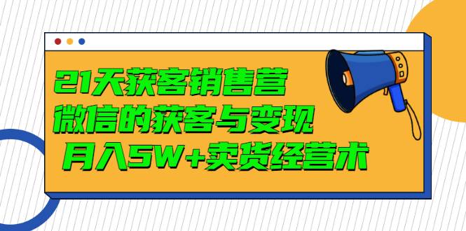 21天获客销售营，带你破解微信的获客与变现 月入5W+卖货经营术