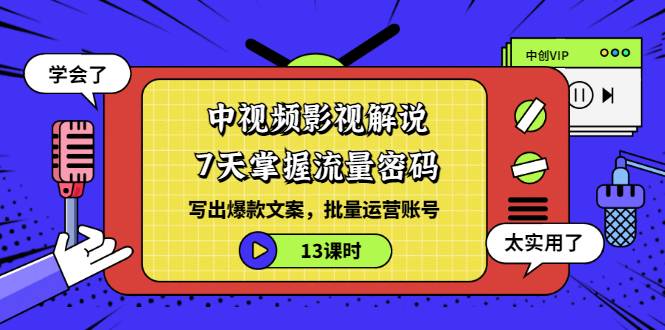 中视频影视解说：7天掌握流量密码：写出爆款文案，批量运营账号（13课时）