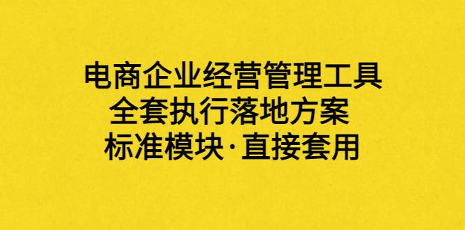 外面卖198·电商企业经营管理工具：全套执行落地方案 标准模块·直接套用
