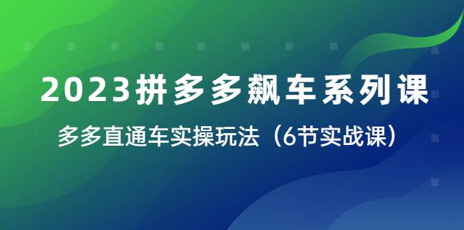 2023拼多多飙车系列课，多多直通车实操玩法（6节实战课）