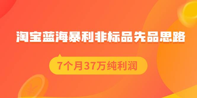淘宝蓝海暴利非标品先品思路，7个月37万纯利润，压箱干货分享！