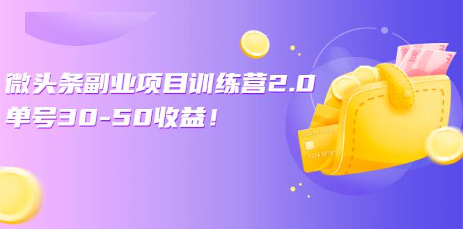 微头条副业项目训练营2.0：单号30-50收益！