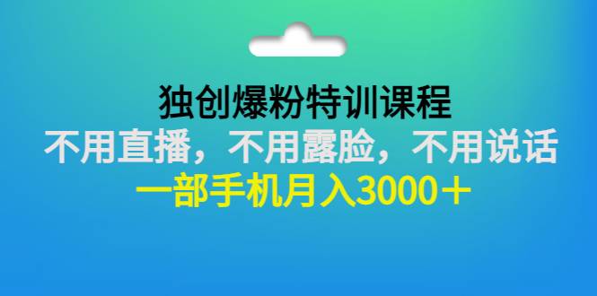 独创爆粉特训课程：不用直播，不用露脸，不用说话 一部手机月入3000＋