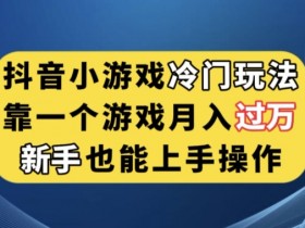 抖音小游戏冷门玩法，靠一个游戏月入过万，新手也能轻松上手【揭秘】