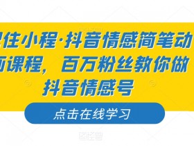 记住小程·抖音情感简笔动画课程，百万粉丝教你做抖音情感号