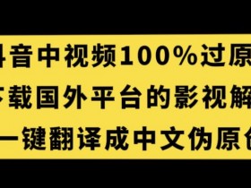 抖音中视频百分百过原创，下载国外平台的电影解说，一键翻译成中文获取收益