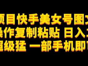 蓝海项目快手美女号图文玩法，无脑操作复制粘贴，日入1000+流量超级猛一部手机即可操作【揭秘】