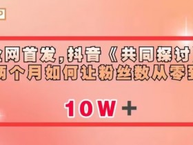 全网首发，抖音《共同探讨》两个月如何让粉丝数从零到10w【揭秘】