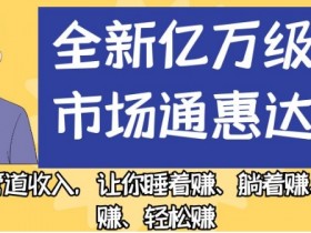 全新亿万级蓝海市场通惠达cps，最强管道收入，让你睡着赚、躺着赚、玩着赚、轻松赚【揭秘】