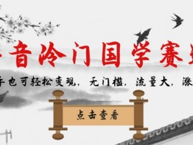 抖音冷门国学赛道，新手也可轻松变现，无门槛，流量大，涨粉快