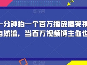 揭秘！一分钟拍一个百万播放搞笑视频，百分百自然流，当百万视频博主你也可以