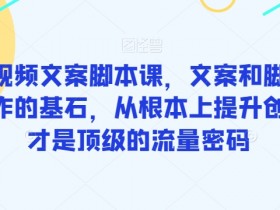 爆款短视频文案脚本课，文案和脚本是短视频创作的基石，从根本上提升创作能力才是顶级的流量密码