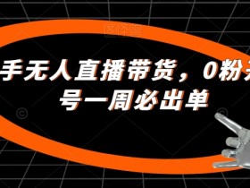 最新快手无人直播带货，0粉开播，新号一周必出单