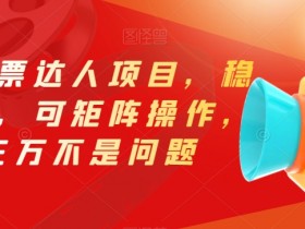 最新影票达人项目，稳如老狗，可矩阵操作，月三万不是问题【揭秘】