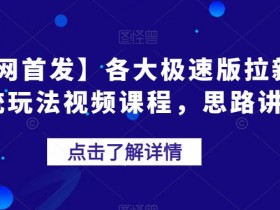 【全网首发】各大极速版拉新大一统玩法视频课程，思路讲解【揭秘】