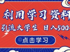 利用学习资料引流大学生粉，靠虚拟资源日入500+【揭秘】