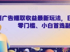 刷广告赚取收益最新玩法，日入300+，零门槛、小白首选副业【揭秘】