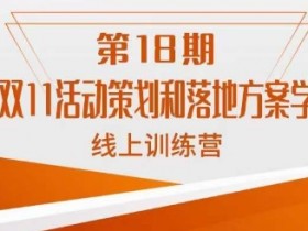 南掌柜·淘系双11活动策划和落地方案线上课18期