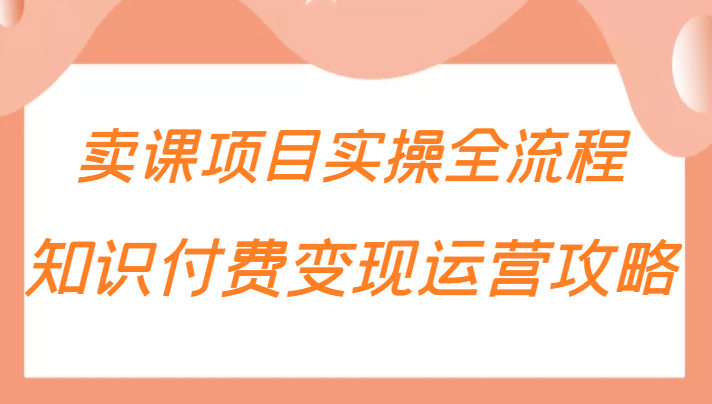 知识付费项目变现运营攻略，卖课项目实操全流程（价值299元）