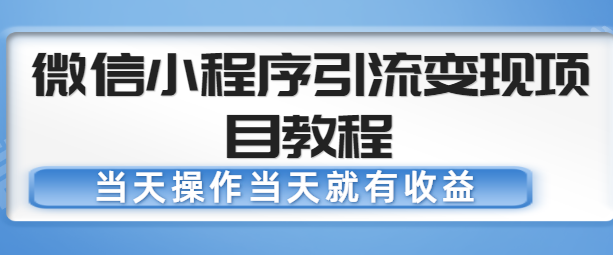 微信小程序引流变现项目教程，当天操作当天就有收益，变现不再是难事【无水印】