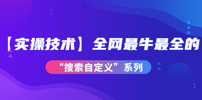 全网最牛最全的“搜索自定义”系列！【实操技术】价值698元