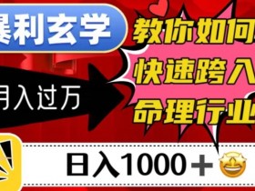暴利玄学，教你如何快速跨入命理行业，日入1000＋月入过万