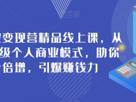 个人商业变现营精品线上课，从0到1升级个人商业模式，助你身价倍增，引爆赚钱力