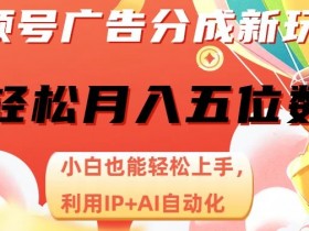 视频号广告分成新玩法，小白也能轻松上手，利用IP+AI自动化，轻松月入五位数【揭秘】