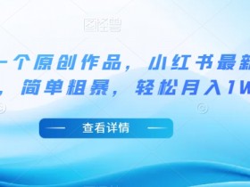 5分钟一个原创作品，小红书最新冷门玩法，简单粗暴，轻松月入1W＋【揭秘】