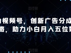 AI视频号，创新广告分成策略，助力小白月入五位数【揭秘】