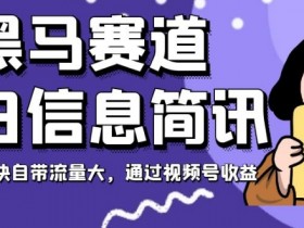 黑马赛道每日信息简讯，起号超级快自带流量大，通过视频号收益【揭秘】