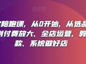淘系爆款陪跑课，从0开始，从选品上架操作链接到付费放大、全店运营，教你打爆款、系统做好店
