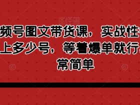 最新视频号图文带货课，实战性很强，有多少号上多少号，等着爆单就行，操作非常简单