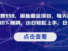 外面收费998，闲鱼掘金项目，每天稳定上百单，80%利润，小白轻松上手，日入1000【揭秘】