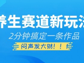 养生赛道新玩法，2分钟搞定一条作品，闷声发大财【揭秘】