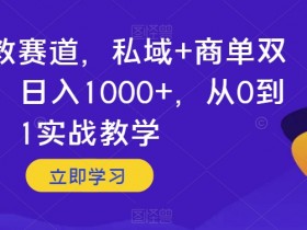 婴儿早教赛道，私域+商单双重变现，日入1000+，从0到1实战教学【揭秘】