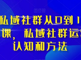 高端私域社群从0到1增长实操课，私域社群运营的认知和方法