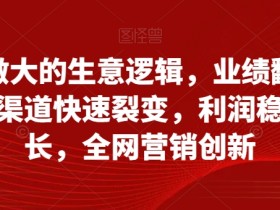 从小做大的生意逻辑，业绩翻倍增长，渠道快速裂变，利润稳定增长，全网营销创新