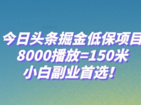 今日头条掘金低保项目，8000播放=150米，小白副业首选【揭秘】