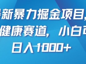 最新暴力掘金项目，雄狮健康赛道，小白可做，日入1000+【揭秘】