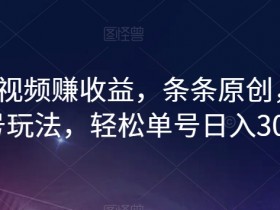 最新中视频赚收益，条条原创，暴力起号玩法，轻松单号日入300+【揭秘】