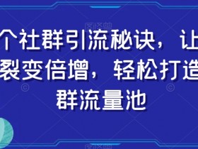 11个社群引流秘诀，让用户裂变倍增，轻松打造社群流量池