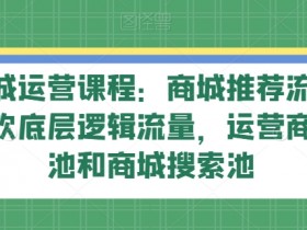 抖音商城运营课程：商城推荐流玩法，猜你喜欢底层逻辑流量，运营商城推荐池和商城搜索池