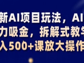 最新AI项目玩法，AI的暴力吸金，拆解式教学，日入500+课放大操作【揭秘】