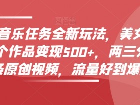零粉丝音乐任务全新玩法，美女赏颜混剪，单个作品变现500+，两三分钟，一条原创视频，流量好到爆炸