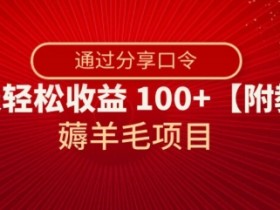 薅羊毛项目，靠分享口令，一天轻松收益100+【附教程】【揭秘】