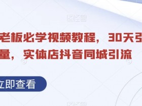 实体店老板必学视频教程，30天引爆同城流量，实体店抖音同城引流