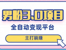 男粉3.0项目，轻松日入1000+！全自动获客渠道，当天见效，新手小白也能简单操作！