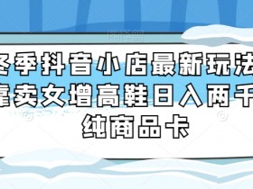 冬季抖音小店最新玩法，靠卖女增高鞋日入两千家纯商品卡【揭秘】