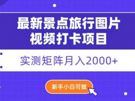 最新景点旅行图片视频打卡，实测矩阵月入2000+，新手可做【揭秘】